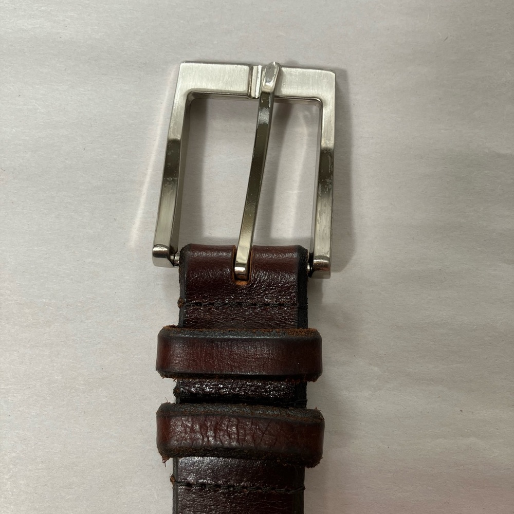 Remo Tullniai Genuine‎ Leather Belt Sz 34 Brown Brass Buckle Casual